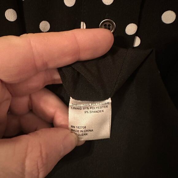 LDT Adrienne Polka Dot Black and White Belted Button Up Midi Dress‎ Size 8 - Picture 6 of 6